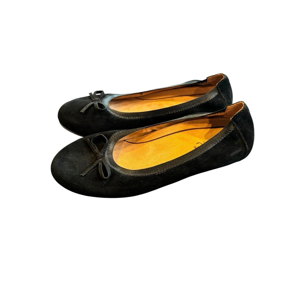 Vionic Liliana Tied Bow Ballet Flats Black Suede Size 6 1/2